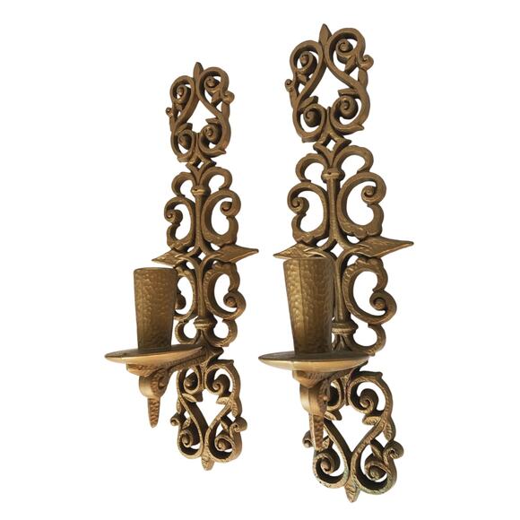 Vintage Pair Burwood Plastic Wall Sconce Candle Holders MCM Castlecore 15" - Picture 2 of 8